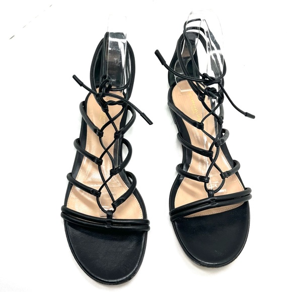 Gianvito Rossi Black Leather Strappy tie up wrap up sandal size 7 - Picture 4 of 10